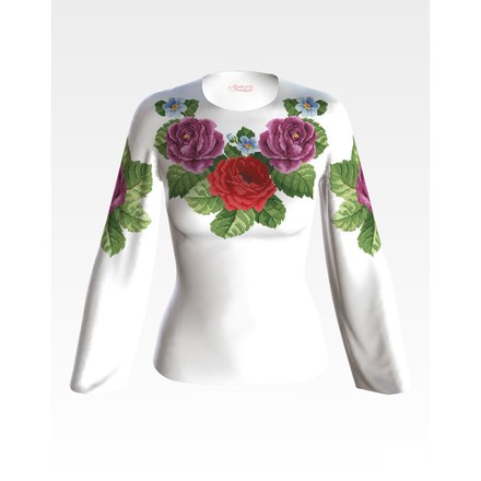 Набір для вишивки жіночої блузки бісером Лілові троянди, фіалки БЖ010кБннннk - Вишивка хрестиком і бісером - Овечка Рукодільниця