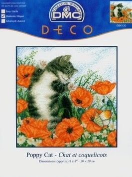 Набір для вишивання хрестом DMC BK130 Poppy Cat - Вишивка хрестиком і бісером - Овечка Рукодільниця