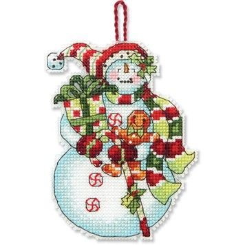 Набір для вишивання Dimensions 70-08915 Snowman with Sweets Ornament - Вишивка хрестиком і бісером - Овечка Рукодільниця