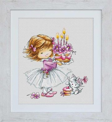 Девочка с котенком и тортиком. Набор для вышивания крестом. Luca-S (B1054) - Вышивка крестиком и бисером - Овца Рукодельница