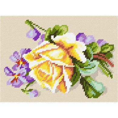 Троянда з фіалками, К. Кляйн Набір для вишивання на канві з малюнком Quick Tapestry TD-36 - Вишивка хрестиком і бісером - Овечка Рукодільниця