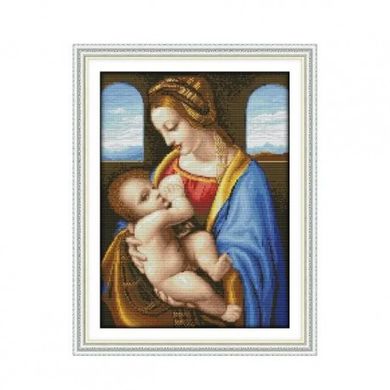 Мадонна з немовлям Набір для вишивання хрестиком з друкованою схемою на тканині Joy Sunday RA102 - Вишивка хрестиком і бісером - Овечка Рукодільниця