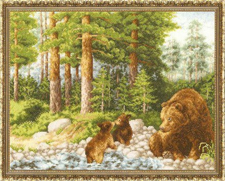 Медведи в лесу. Набор для вышивания. Золотое Руно (ДЖ-017) - Вышивка крестиком и бисером - Овца Рукодельница