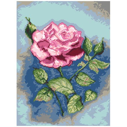 Роза на синем фоне Ткань для вышивания с нанесённым рисунком Orchidea O-2432 - Вышивка крестиком и бисером - Овца Рукодельница