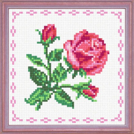 Червона троянда з окантовкою Канва з нанесеним малюнком Чарівниця A-36 - Вишивка хрестиком і бісером - Овечка Рукодільниця