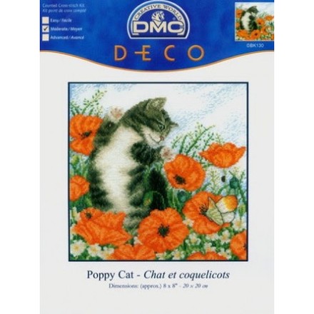 Набор для вышивания крестом DMC BK130 Poppy Cat - Вышивка крестиком и бисером - Овца Рукодельница