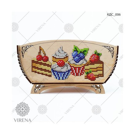 Набір для виготовлення дерев'яного кошика для смаколиків. Virena (КДС_006) - Вишивка хрестиком і бісером - Овечка Рукодільниця