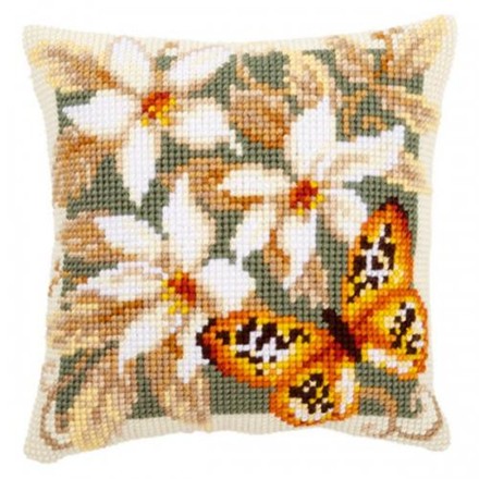 Оранжевая бабочка Orange Butterfly. Подушка для вышивания. Vervaco Вервако (PN-0148254) - Вышивка крестиком и бисером - Овца Рукодельница