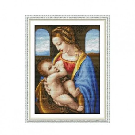 Мадонна з немовлям Набір для вишивання хрестиком з друкованою схемою на тканині Joy Sunday RA102 - Вышивка крестиком и бисером - Овца Рукодельница