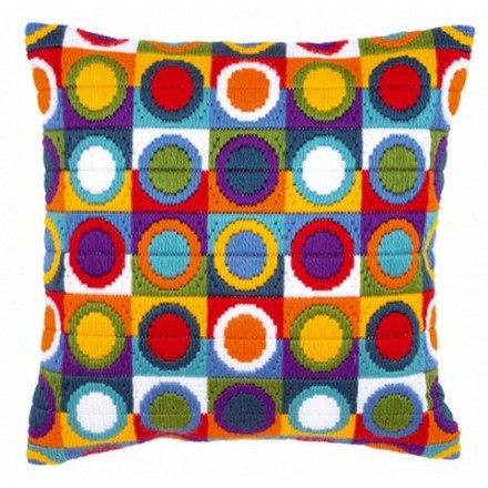 Набор для вышивки подушки Vervaсo PN-0021380 Многоцветные круги - Вышивка крестиком и бисером - Овца Рукодельница