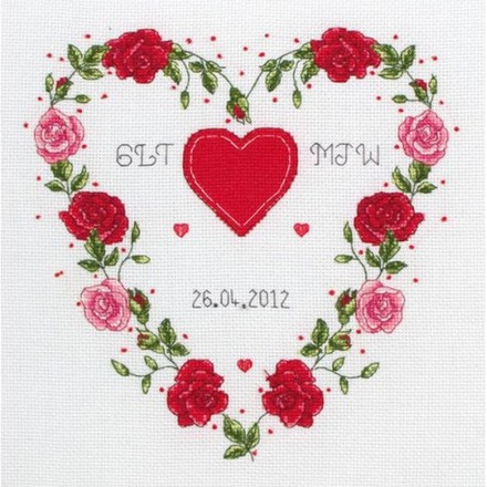 Набор для вышивания Anchor ACS26 Hearts Wedding Sampler/ Сердца - Вышивка крестиком и бисером - Овца Рукодельница