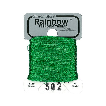 Rainbow Blending Thread 302 Green Металлизированное мулине Glissen Gloss RBT302 - Вишивка хрестиком і бісером - Овечка Рукодільниця