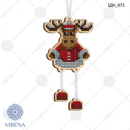 Набор для изготовления ёлочной игрушки VIRENA ИДН_073 - Вышивка крестиком и бисером - Овца Рукодельница
