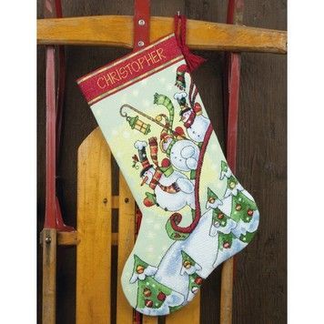 Набір для вишивання Dimensions 70-08853 Sledding Snowmen - Вишивка хрестиком і бісером - Овечка Рукодільниця
