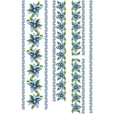 Заготовка мужской вышиванки Синие цветы для вышивки бисером СЧ061кБнннн