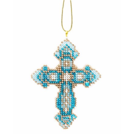 Крестик голубой Набор для вышивания бисером объемной вышивки Golden Key N-068 - Вишивка хрестиком і бісером - Овечка Рукодільниця
