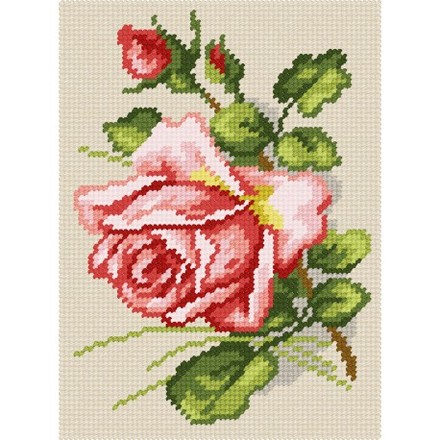 Рожева троянда, К. Кляйн Набір для вишивання по канві з малюнком Quick Tapestry TD-37 - Вишивка хрестиком і бісером - Овечка Рукодільниця