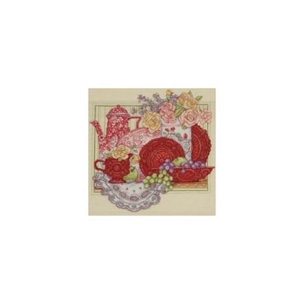 Набор для вышивания Bucilla 45575 Red Tea Set - Вишивка хрестиком і бісером - Овечка Рукодільниця