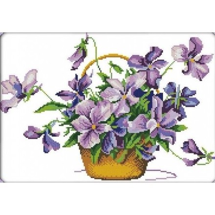 Фіолетова квітка Набір для вишивання хрестиком з друкованою схемою на тканині Joy Sunday H503 - Вышивка крестиком и бисером - Овца Рукодельница