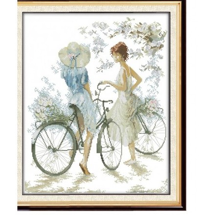 Велосипедистка Набір для вишивання хрестиком з друкованою схемою на тканині Joy Sunday RA056 - Вышивка крестиком и бисером - Овца Рукодельница