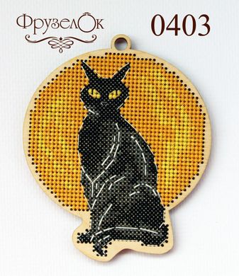 Черный кот. Набор для вышивания крестом на деревянной основе. ФрузелОк (0403ф) - Вышивка крестиком и бисером - Овца Рукодельница