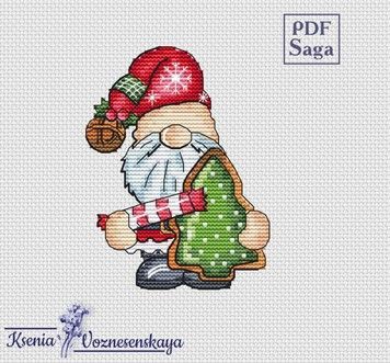 Схема для вишивання хрестиком Ксенія Вознесенська Різдвяний гном з ялинкою СХ-075КВ - Вишивка хрестиком і бісером - Овечка Рукодільниця
