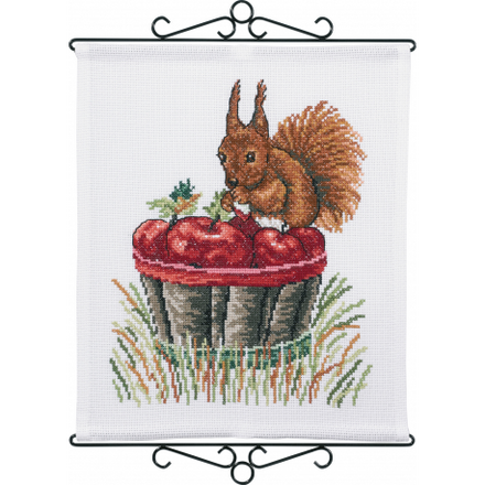 Набір для вишивання "Білка та яблука (Squirrel & apples)" PERMIN - Вишивка хрестиком і бісером - Овечка Рукодільниця