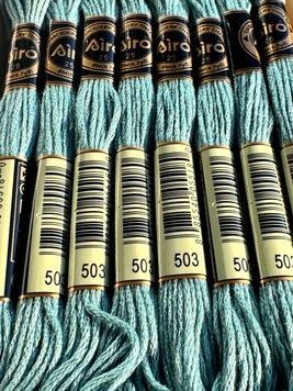 Муліне для вишивання AIRO №503 колір Blue Green, Medium/Середній синьо-зелений 8м