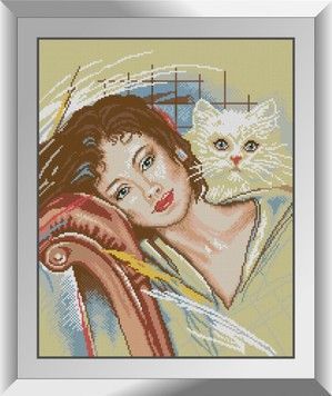 Набір для малювання каменями алмазний живопис Dream Art З кішкою (квадратні, повна) 31324D - Вишивка хрестиком і бісером - Овечка Рукодільниця