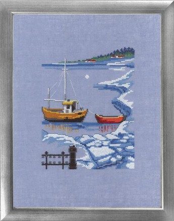 Лодки в снегу. Набор для вышивания крестом. Permin (12-9163) - Вышивка крестиком и бисером - Овца Рукодельница
