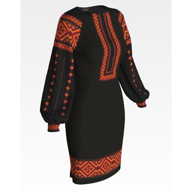 Набір для вишивки нитками Барвиста Вишиванка заготовки жіночої сукні – вишиванки Вогняна ПЛ075кЧннннi