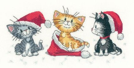 Різдвяні кошенята. Набір для вишивання хрестом. Heritage Craft (H1156) - Вишивка хрестиком і бісером - Овечка Рукодільниця