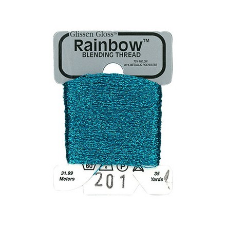 Rainbow Blending Thread 201 Teal Green Металлизированное мулине Glissen Gloss RBT201 - Вышивка крестиком и бисером - Овца Рукодельница