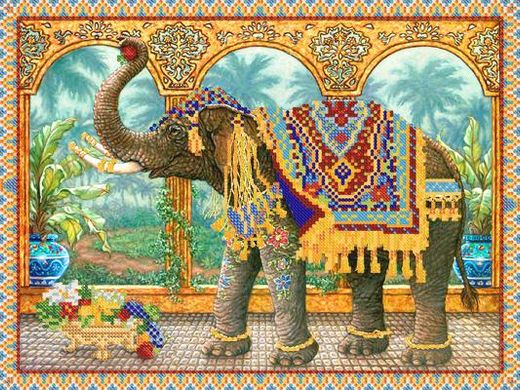 Индийский слон. Ткань с рисунком для вышивания бисером. Марічка (РКП-195) - Вышивка крестиком и бисером - Овца Рукодельница