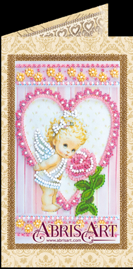 Ангел і троянда. Вітальна листівка для вишивання бісером. Абріс Арт (AO-134) - Вишивка хрестиком і бісером - Овечка Рукодільниця