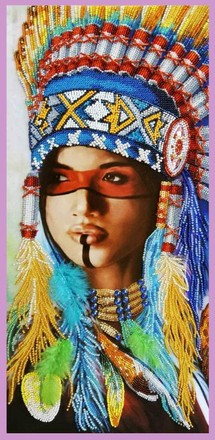 Индейская девушка. Набор для вышивания бисером. Картины бисером (P-419кб) - Вышивка крестиком и бисером - Овца Рукодельница