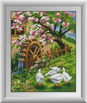 Набір для малювання каменями алмазний живопис Dream Art Гуси біля млина (квадратні, повна) 30770D - Вишивка хрестиком і бісером - Овечка Рукодільниця