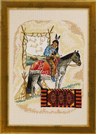 Индианец с лошадью. Набор для вышивания. Permin (70-4330) - Вышивка крестиком и бисером - Овца Рукодельница