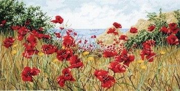 Набір для вишивання Anchor APC940 Clifftop Poppies / Маковий скеля - Вишивка хрестиком і бісером - Овечка Рукодільниця