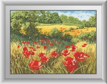 Набір для малювання каменями алмазний живопис Dream Art Маки в полі (квадратні, повна) 30395D - Вишивка хрестиком і бісером - Овечка Рукодільниця