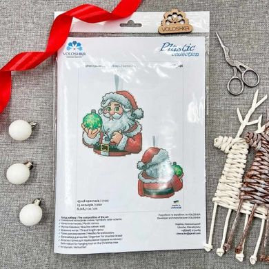 Санта Клаус Новорічна іграшка для вишивання хрестиком на пластиковій канві VOLOSHKA VPC_046 - Вышивка крестиком и бисером - Овца Рукодельница