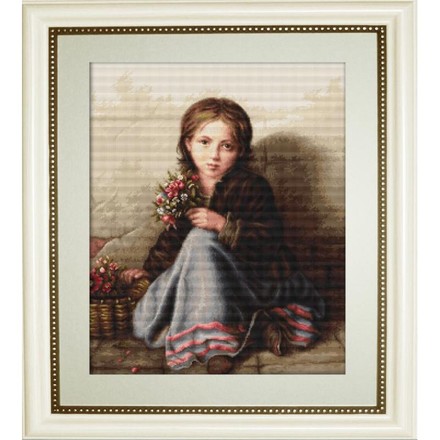 Девочка с цветами. Набор для вышивания гобеленом. Luca-S (G513) - Вышивка крестиком и бисером - Овца Рукодельница