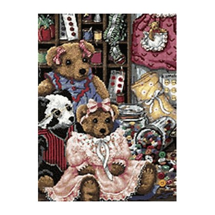 Набор для вышивания крестом Dimensions 20048 Bear Button Trouble - Вышивка крестиком и бисером - Овца Рукодельница