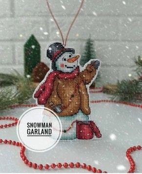 Набір для виготовлення іграшки Snowman Garland Затишні хрестики B004зх - Вишивка хрестиком і бісером - Овечка Рукодільниця