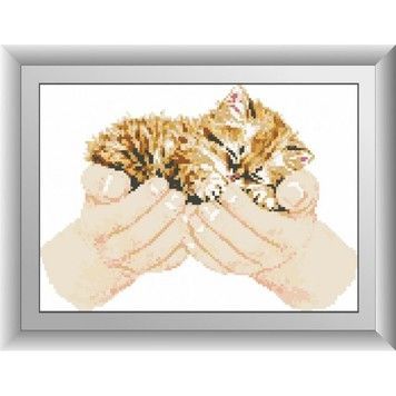 Набір для малювання камінням алмазна живопис Dream Art Кошеня в руках (квадратні, повна) 30004D - Вишивка хрестиком і бісером - Овечка Рукодільниця