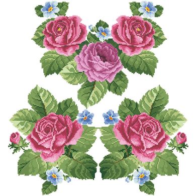 Заготовка женской вышиванки Розовые розы, фиалки для вышивки бисером БЖ009шБнннн