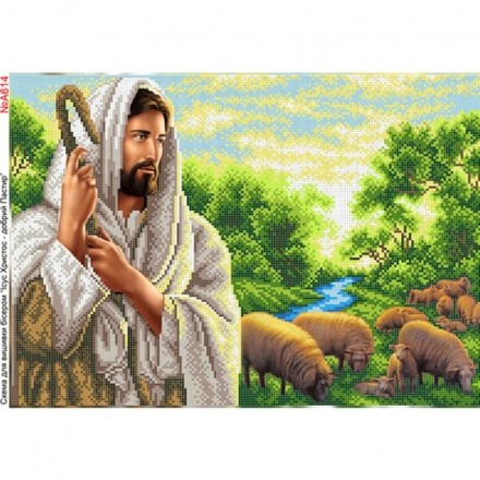 Ісус Христос - добрий пастор Схема для вишивання бісером Biser-Art A614ба - Вышивка крестиком и бисером - Овца Рукодельница
