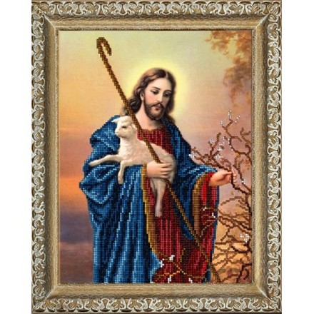 Ісус з ягняти Набір для вишивання бісером КіТ 10318К - Вишивка хрестиком і бісером - Овечка Рукодільниця