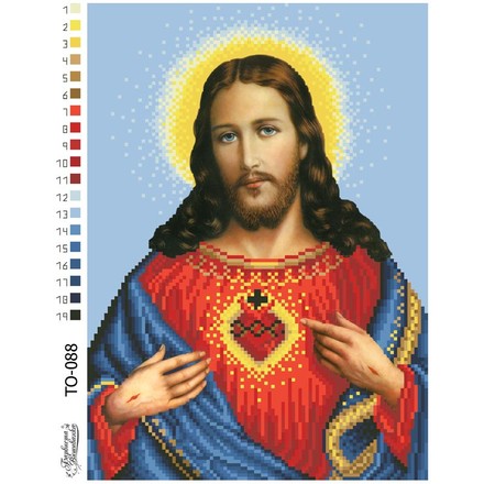 Схема картини Ікона Відкрите Серце Ісуса для вишивки бісером на тканині ТО088ан2332 - Вишивка хрестиком і бісером - Овечка Рукодільниця