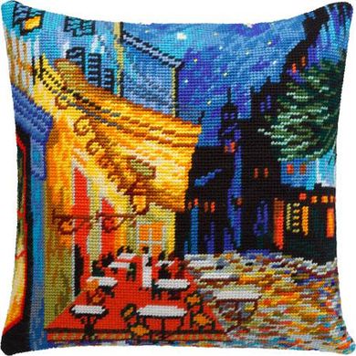 Ночная терраса кафе, В. ван Гог. Набор для вышивки подушки. Чарівниця (V-143) - Вышивка крестиком и бисером - Овца Рукодельница